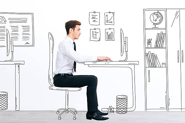 Neutral sitting posture at a desk